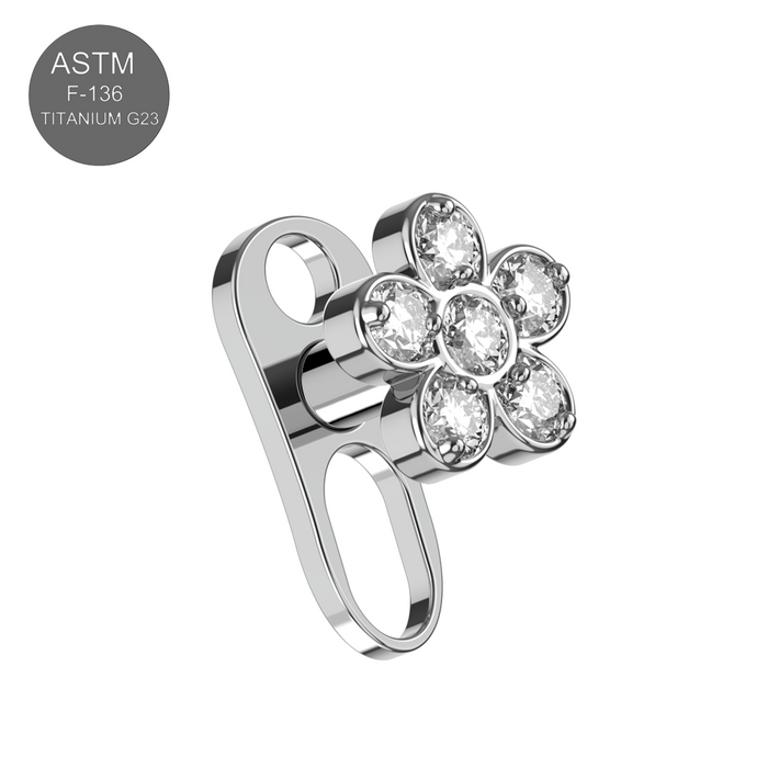 CZ Jewelled Hepatica Flower Dermal Anchor