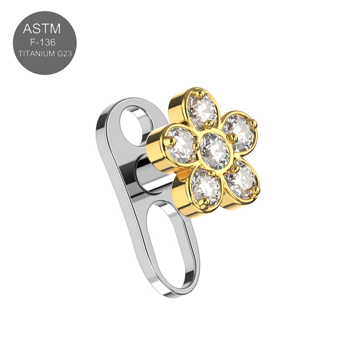 CZ Jewelled Hepatica Flower Dermal Anchor