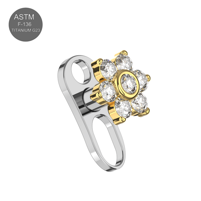 CZ Jewelled Spring Flower Dermal Anchor