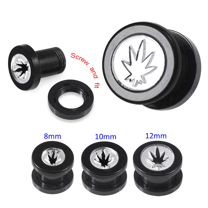 UV Screw Fit Marijuana cut-out Flesh Tunnel