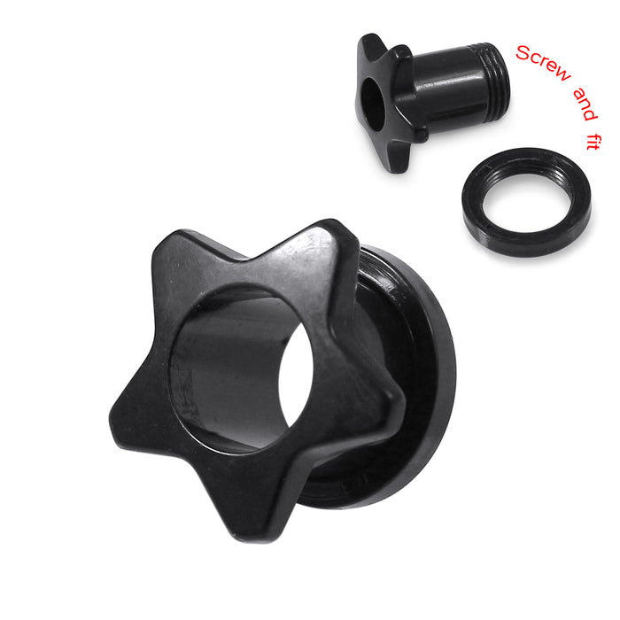 Fancy UV Casting Black Ear Flesh Tunnel