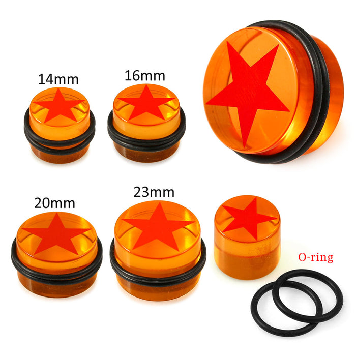 UV Printed Red Star With Orange UV Ear Plug with 'O' Ring