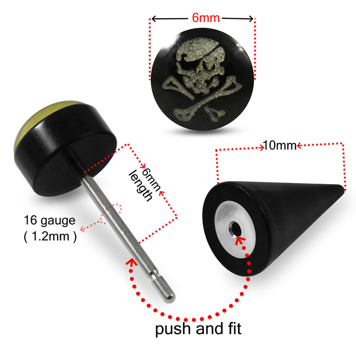 UV and Surgical Steel Skull Logo Fake Ear Plug