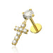 Jewelled Cross Internally Threaded Screw Fit Dangling Stud - Monster Piercing