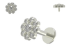 316L Surgical Steel Floral Multi CZ JewelIed Internally Threaded Flat-Back Stud - Monster Piercing