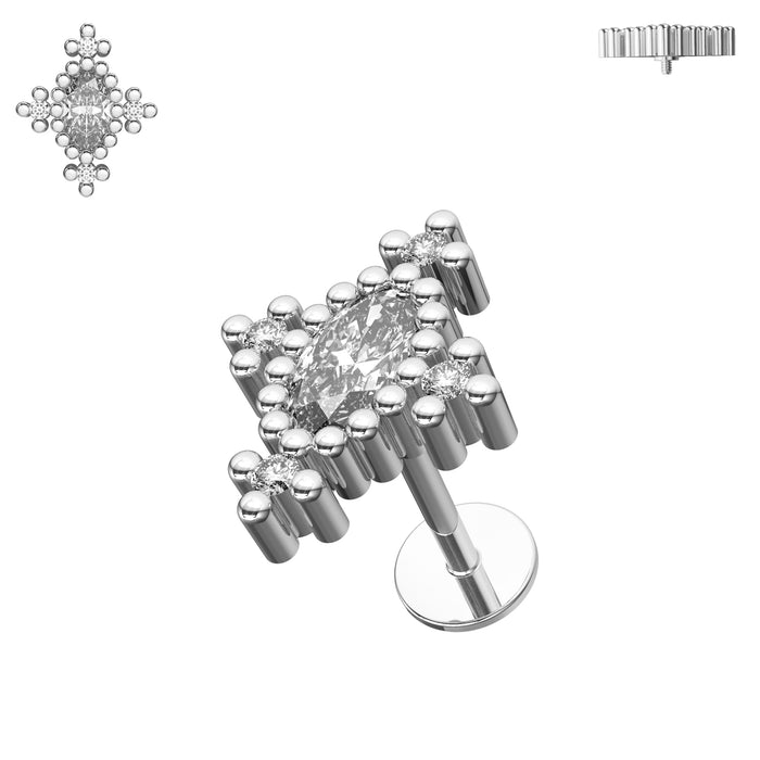 316L Surgical Steel CZ Jewelled Cluster Flat-Back Stud