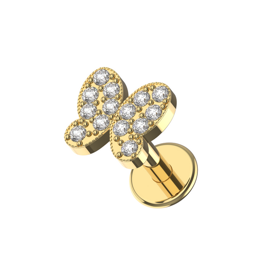 316L Surgical Steel CZ Jewelled Butterfly Internally Threaded Flat-Back Stud - Monster Piercing