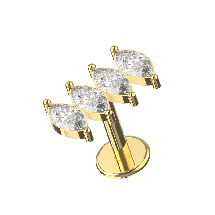 316L Surgical Steel CZ Jewelled Multi-Marquise Flat-Back Stud