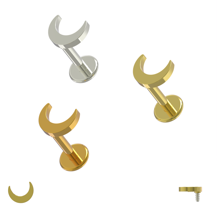 316L Surgical Steel Crescent Moon Internally Threaded Flat-Back Stud