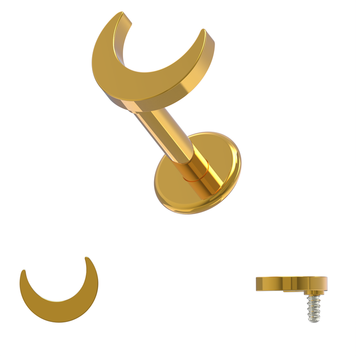 316L Surgical Steel Crescent Moon Internally Threaded Flat-Back Stud