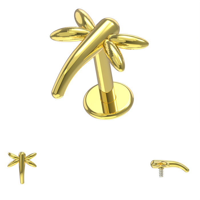 316L Surgical Steel Dragon Fly Internally Threaded Flat-Back Stud