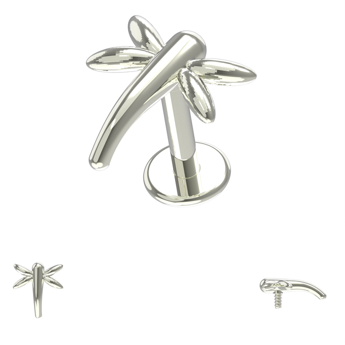 316L Surgical Steel Dragon Fly Internally Threaded Flat-Back Stud