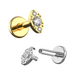 G23 Grade Titanium Vintage CZ Jewelled Marquise Internally Threaded Flat-Back Stud - Monster Piercing