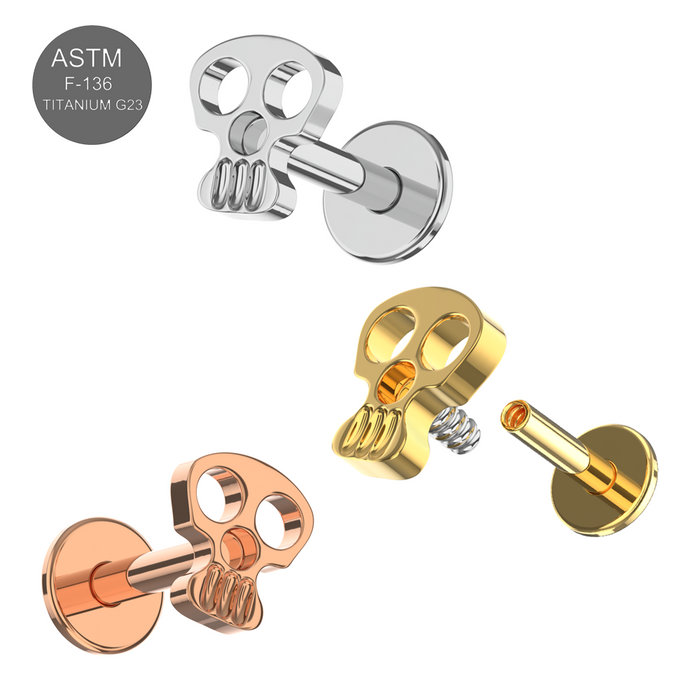 G23 Grade Titanium Skull Internally Threaded Flat-Back Stud