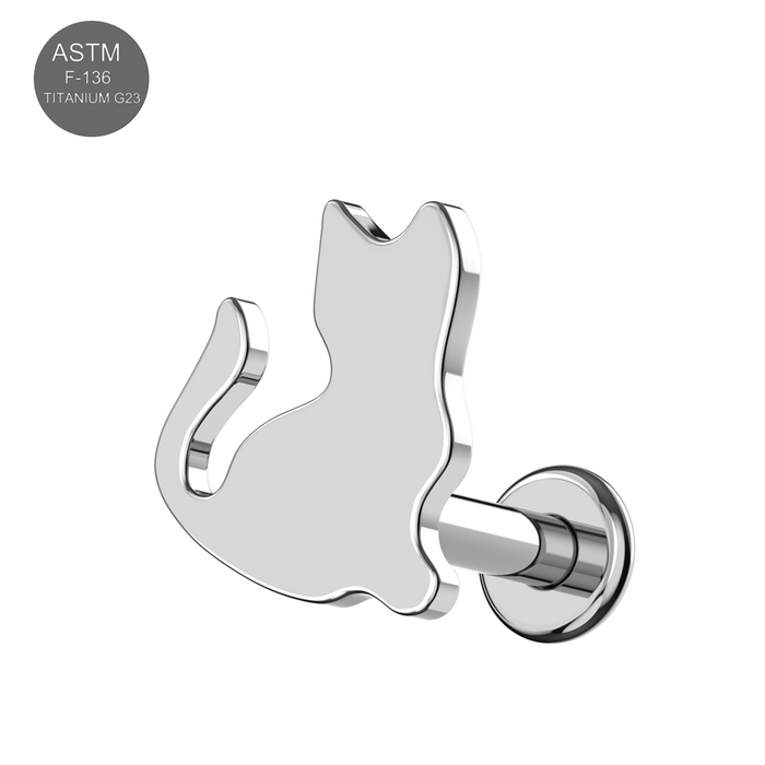 G23 Grade Titanium Minimalist Kitty Internally Threaded Flat-Back Stud