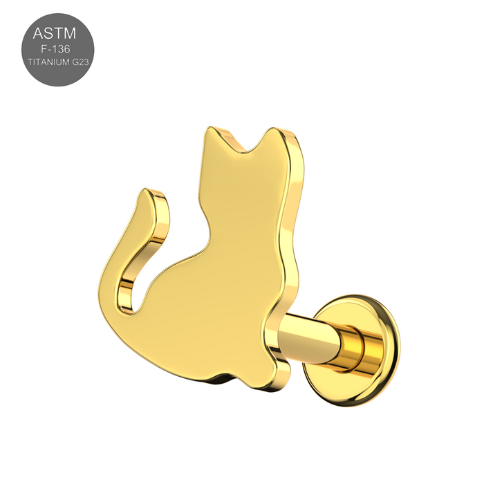 G23 Grade Titanium Minimalist Kitty Internally Threaded Flat-Back Stud