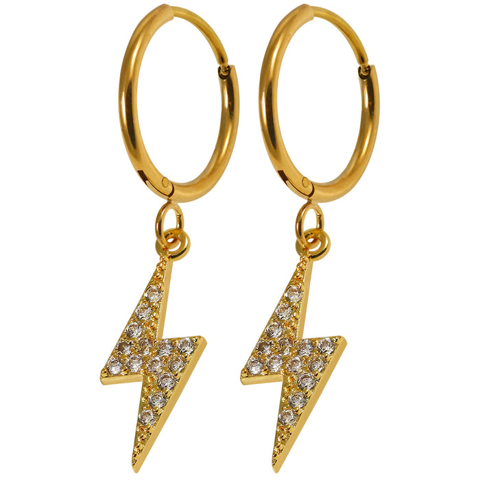 316L Surgical Steel CZ Jewelled Dangling Flash Hinged Earring Pair