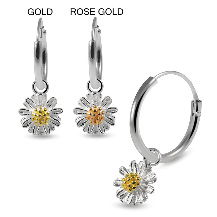 925 Sterling Silver Daisy Flower Dangling Fashion Earring (Sold by Pair) - Monster Piercing