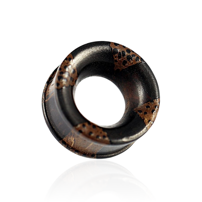 Organic Palm and Iron Wood Ribbed Edge Ear Tunnel