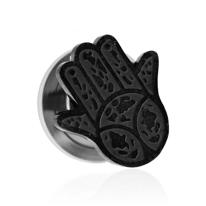 PVD Black Hamsa Flesh Tunnel