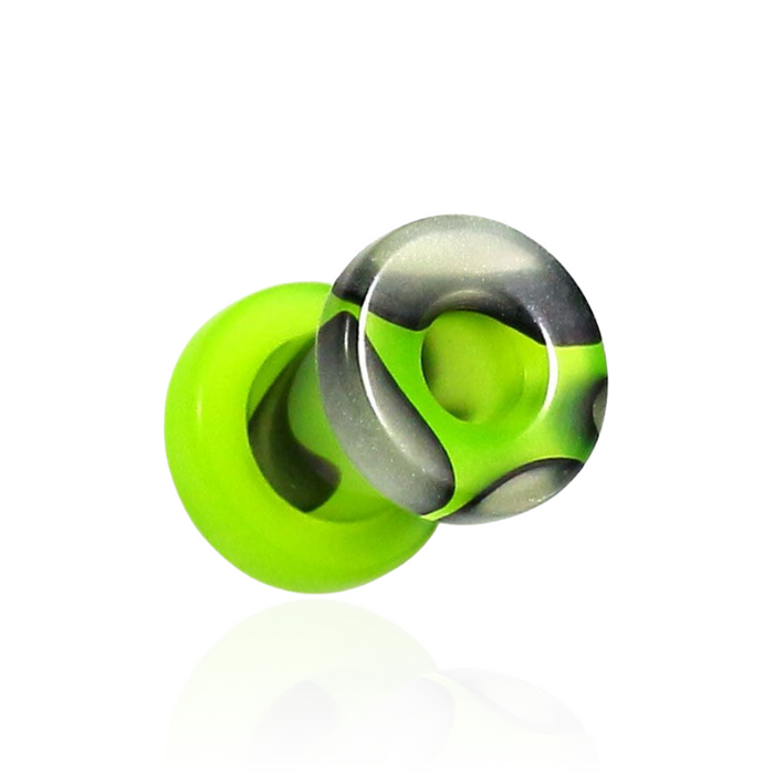 UV Lime & Black External Screw Fit Flesh Tunnel