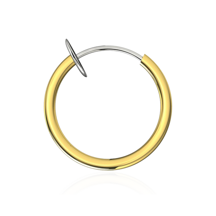 Spring Action Gold Fake Body Jewellery Nose Hoop