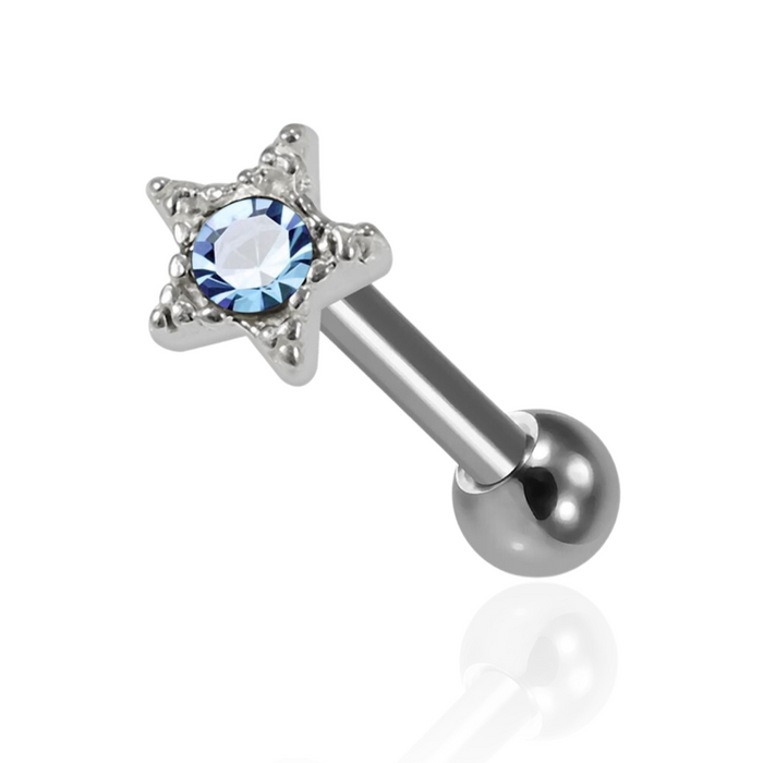 Star CZ Jewelled 925 Sterling Silver Cartilage Tragus Piercing Ear Stud