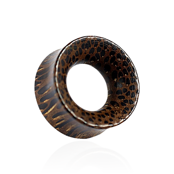 Double Flared Organic Dark Palm Wood Ear Tunnel