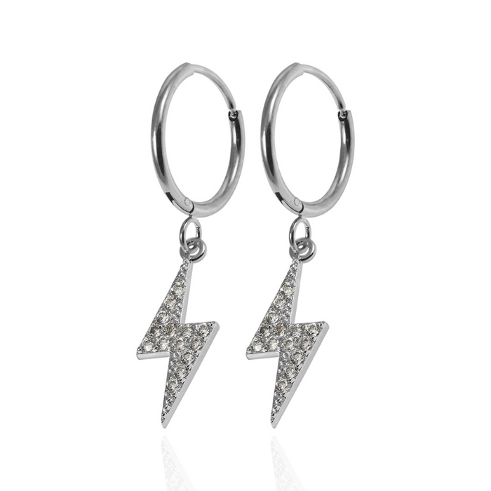 316L Surgical Steel CZ Jewelled Dangling Flash Hinged Earring Pair