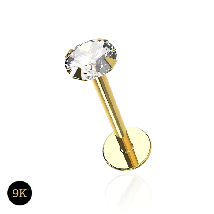 9K Gold CZ Stone Top Internal Push Fit Stud