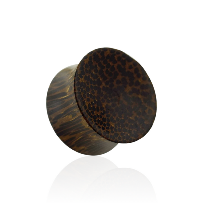 Organic Dark Palm Wood Double Flared Concave Saddle Ear Plug