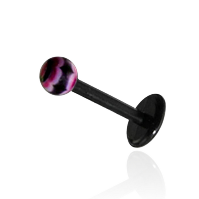 Black UV Labret with Spiral UV Ball (Pack of 10)