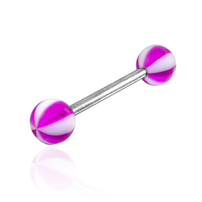 Steel Tongue Barbell with Beach Ball UV Balls (Pack of 10)