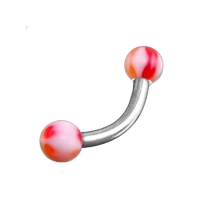 Steel Curved Bar with 4 Hearts UV Ball (Pack of 10)