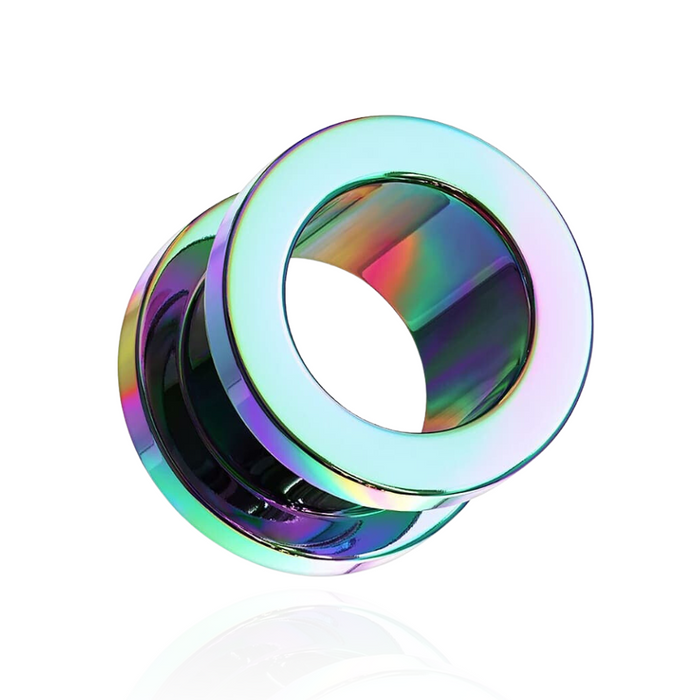 Rainbow Colour Anodised Screw Fit Flesh Tunnel