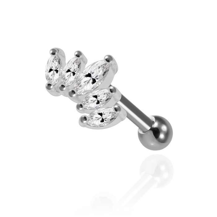 925 Sterling Silver 5 marquise CZ Jewelled Cartilage Ear Stud