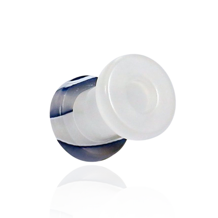 UV Dark Blue & White External Screw Fit Flesh Tunnel