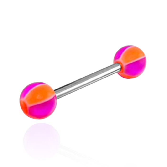 Steel Tongue Barbell Multi Beach Colour UV Balls (Pack of 10)