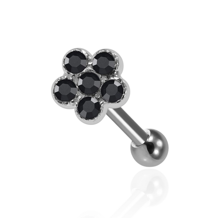 925 Sterling Silver Tiny Flower CZ Jewelled Cartilage Ear Stud