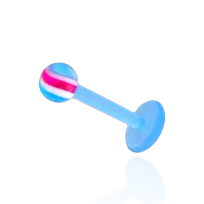 Blue UV Labret with Wavy Striped UV Ball (Pack of 10)