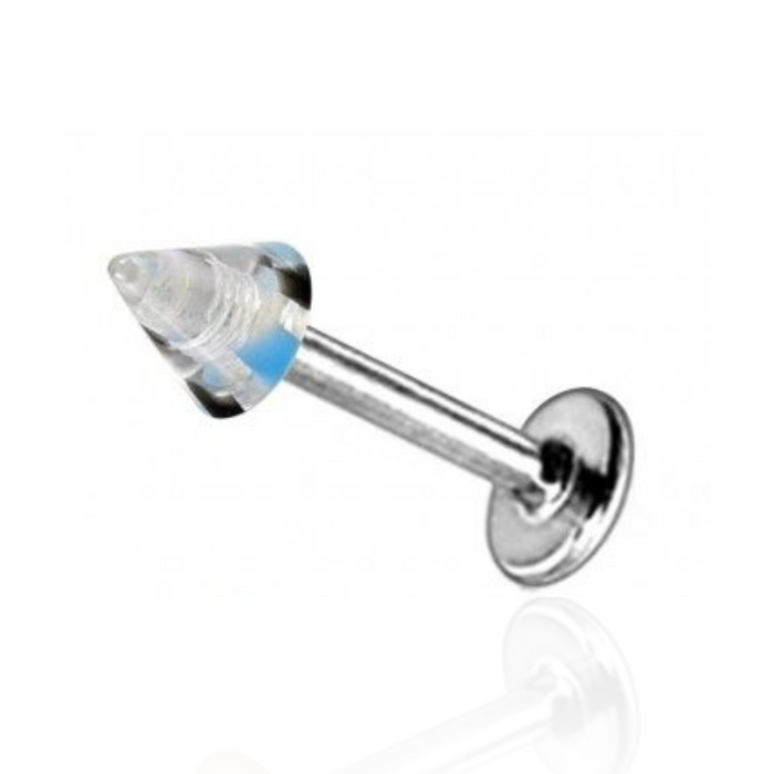 Steel Labret with Transparent & Colour UV Cone (Pack of 10)