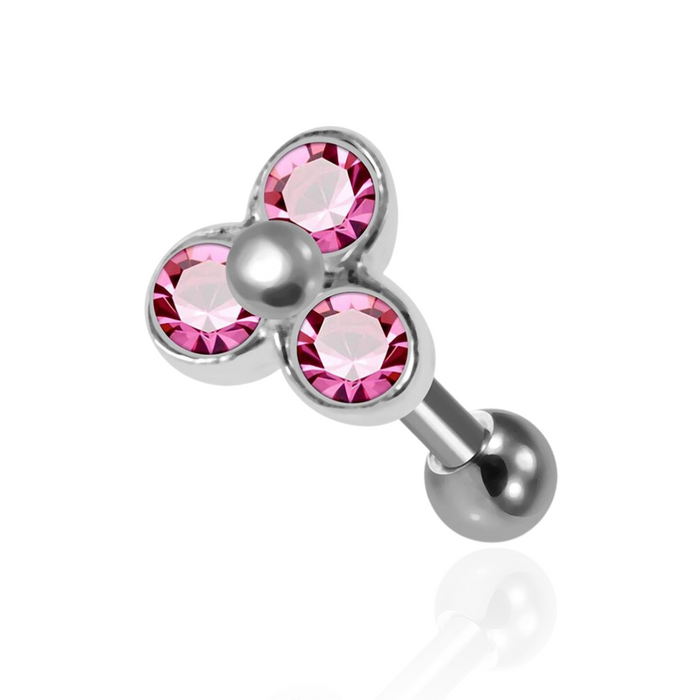 925 Sterling Silver Trinity CZ Jewelled Cartilage Ear Stud