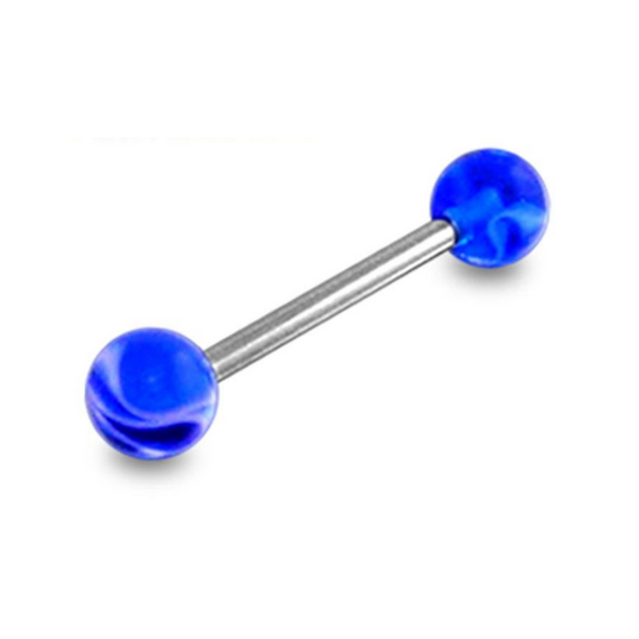 Steel Tongue Barbell with Neon Marble UV Balls (Pack of 10)