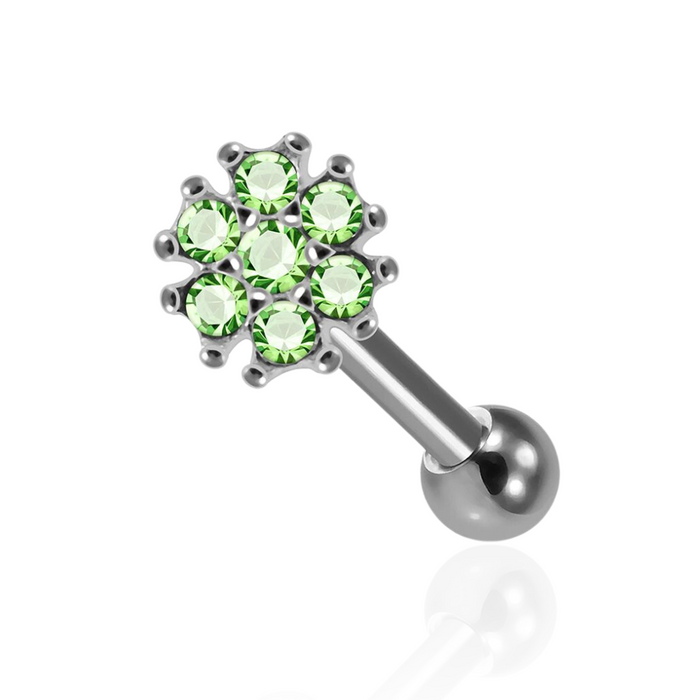 Flower CZ Jewelled 925 Sterling Silver Cartilage Ear Stud