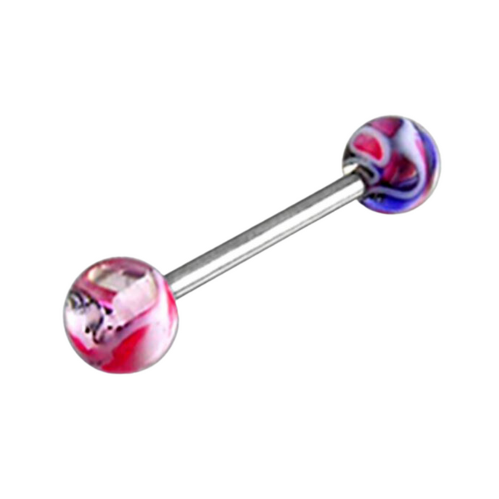 Steel Tongue Barbell in Mix Colour UV Balls (Pack of 10)