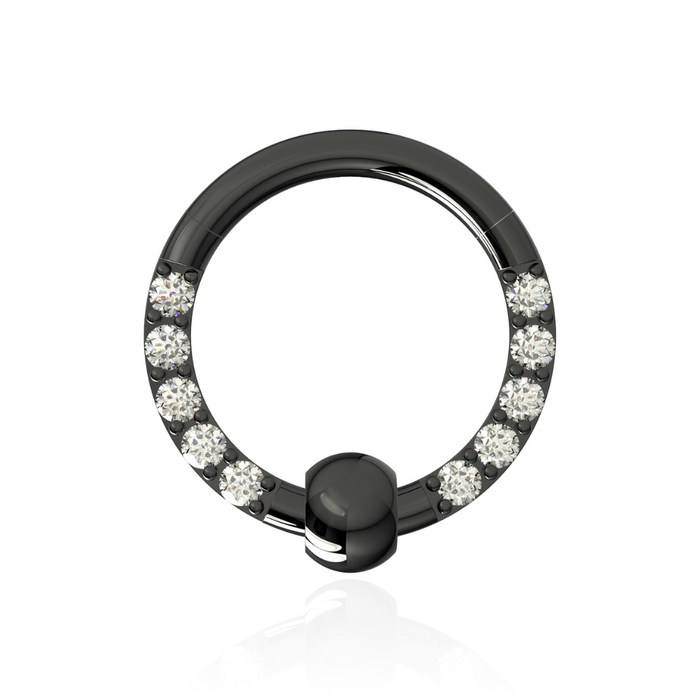 316L Surgical Steel Multi CZ Jewelled BCR Style Segment Clicker Ring