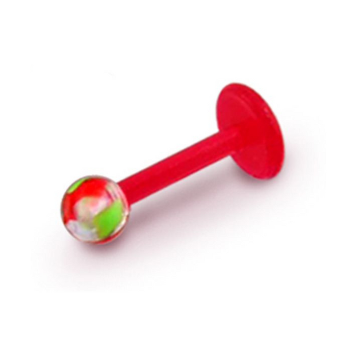 Red UV Labret with Marble UV Ball (Pack of 10)