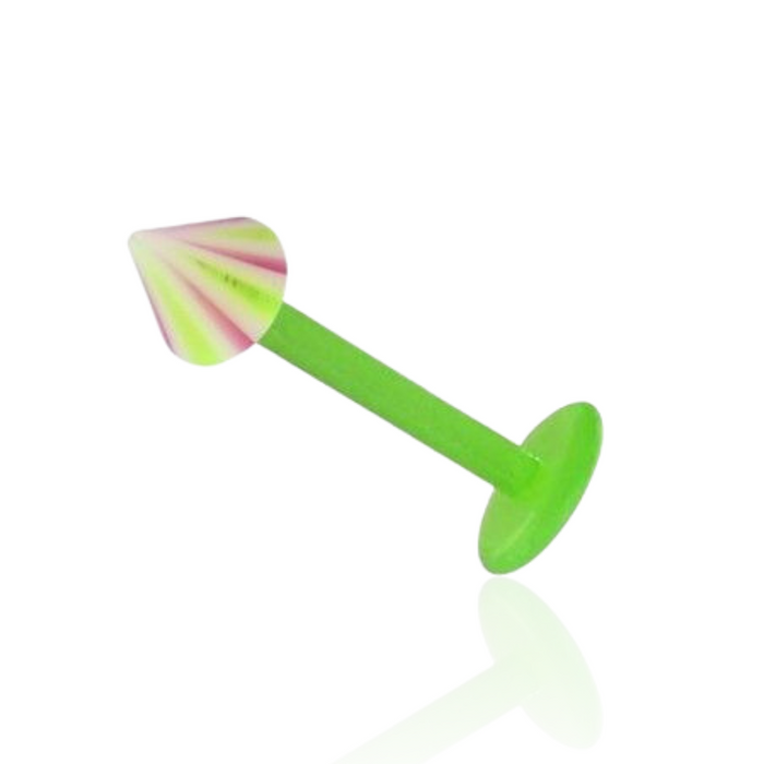 Green UV Labret with Pastel Striped UV Cone (Pack of 10)