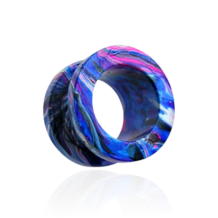 Blue and Pink Painted Screw Fit Flesh Tunnel