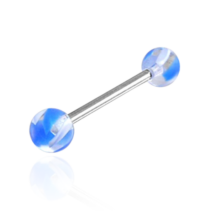 Steel Tongue Barbell with Mixed Marble UV Balls (Pack of 10)